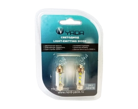 Светодиод Nord-Yada 24V T11x36-S8.5 (3SMD size3528) C5W белый 0,3 W 11lm, блистер, 2 шт.TM Nord YADA 904705