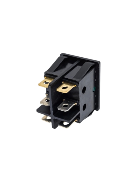 Двойная клавиша Nord-Yada 250V 16А зеленая с подсветкой (6контактов) ON- OFF 905447