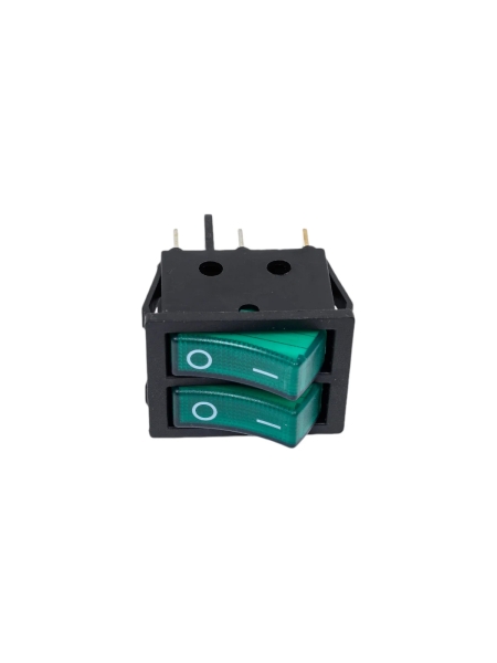 Двойная клавиша Nord-Yada 250V 16А зеленая с подсветкой (6контактов) ON- OFF 905447