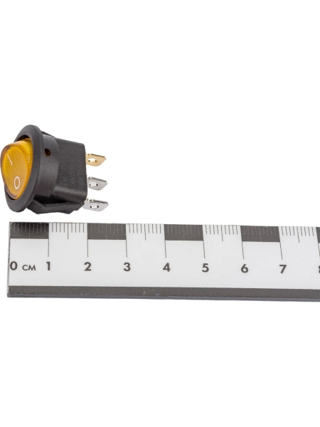 Круглая клавиша Nord-Yada 250V 6А желтая с подсветкой (3контакта) ON-OFF (2шт в упаковке) 905485