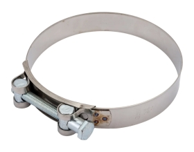 Силовой хомут Nord-Yada Д: 140-148 мм, Ш: 26 мм, Т: 1,0 мм, болт: М10х85, нерж. сталь 907045