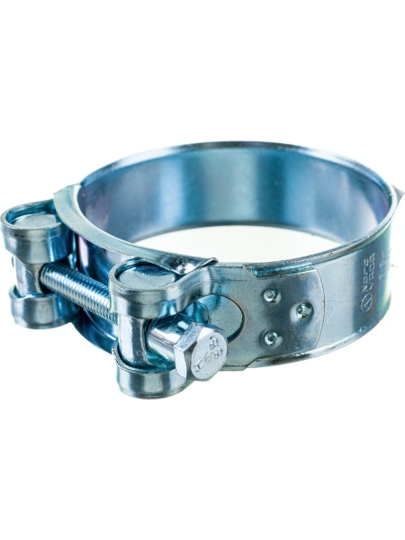 Силовой хомут Nord-Yada Д: 60-63 мм, Ш: 22 мм, Т: 1,2 мм, болт: М6х55, оцинкованная сталь 905996