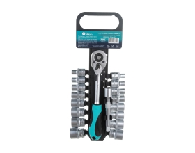 Набор торцевых головок Nord-Yada 1/2" 18 предметов 8-15,17-24,27мм с трещоткой 45 зуб. и удл. холдер ТМ NORD 904489