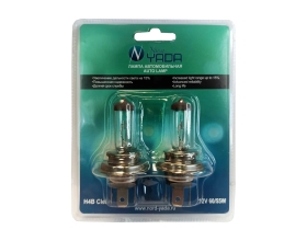 Лампа Nord-Yada H4B 12V 60/55W мал.цоколь CLEAR 2шт, блистер TM Nord YADA 902143