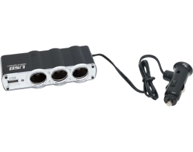 Разветвитель прикуривателя Nord-Yada 3 гнезда, USB с проводом 65 см в блистере 902945