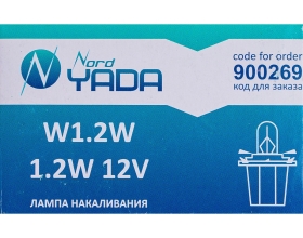 Лампа Nord-Yada W1.2W 12V пласт. цоколь BX8.5D, панель приборов 900269