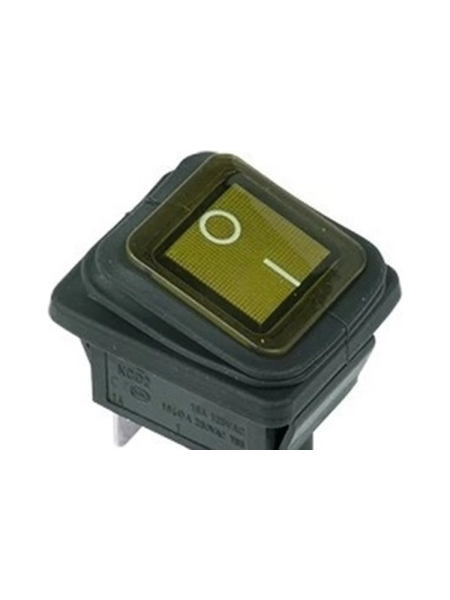 Клавиша Nord-Yada 250V 15А желтая с подсветкой (4контакта) ON-OFF (2шт в упаковке) ВЛАГОЗАЩИТА 905939