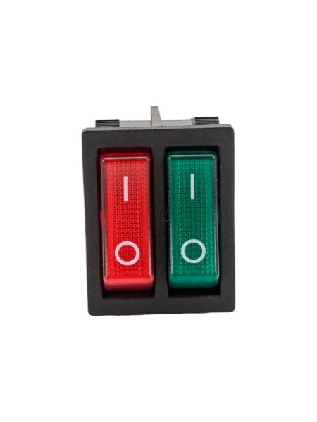 Двойная клавиша Nord-Yada 250V 16А красная/зеленая с подсветкой (6контактов) ON-OFF (2шт в упаковке) 905449