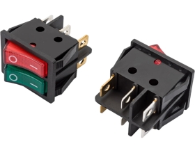 Двойная клавиша Nord-Yada 250V 16А красная/зеленая с подсветкой (6контактов) ON-OFF (2шт в упаковке) 905449