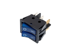 Двойная клавиша Nord-Yada 250V 15А синяя с подсветкой (6контактов) ON-OFF (2шт в упаковке) 905450