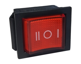 Клавиша Nord-Yada 250V 16А красная с подсветкой (6 контактов) ON-ON 905456