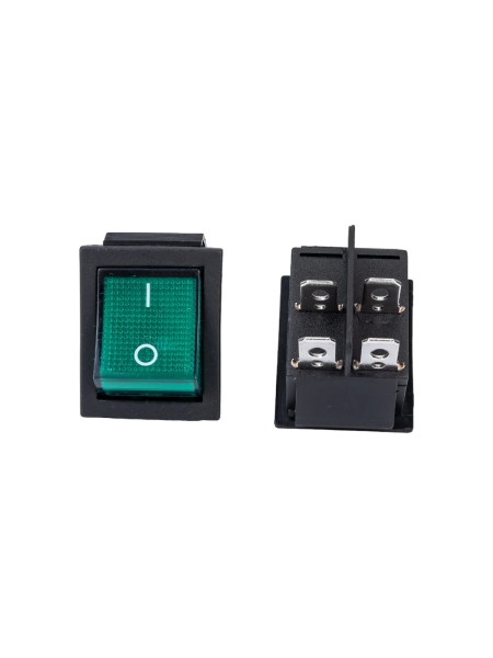 Клавиша Nord-Yada 250V 16А зеленая с подсветкой (4контакта) ON-OFF (2шт в упаковке) 905459