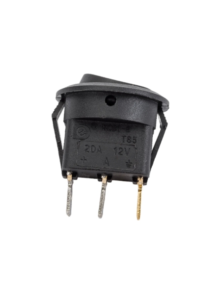 Круглая клавиша Nord-Yada 12V 20А черная с синей LED подсветкой (3контакта) ON-OFF (2шт в упаковке) 905477