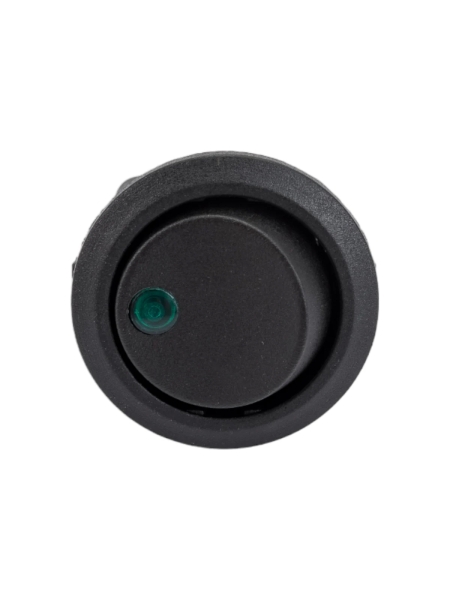 Круглая клавиша Nord-Yada 12V 20А черная с зеленой LED подсветкой (3контакта) ON-OFF (2шт в упаковке) 905475