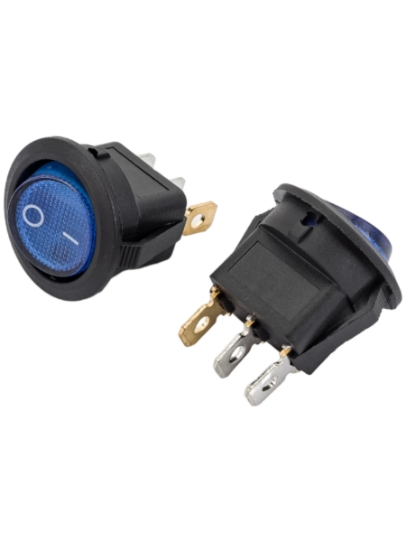 Круглая клавиша Nord-Yada 12V 20А синяя с подсветкой (3контакта) ON-OFF (2шт в упаковке) 905480