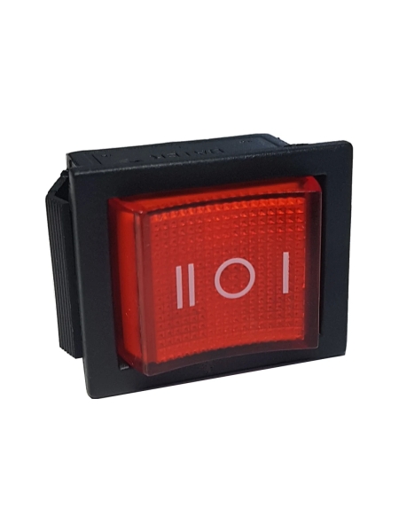 Клавиша Nord-Yada 250V 16А красная с подсветкой (6 контактов) ON-ON 905456