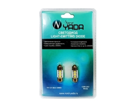 Светодиод Nord-Yada 24V T11x31-S8.5 (3SMD,size 3528)C5W теплый белый, блистер, 2 шт.TM NORD YADA 902386