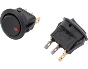 Круглая клавиша Nord-Yada 12V 20А черная с красной LED подсветкой (3контакта) ON-OFF (2шт в упаковке) 905476
