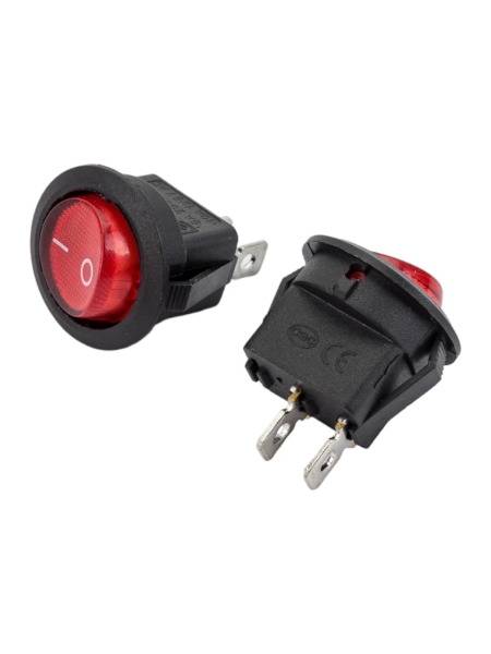 Круглая клавиша Nord-Yada 250V 6А красная (2контакта) ON-OFF (2шт в упаковке) 905483