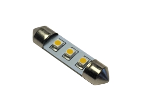 Светодиод Nord-Yada 12В T11x36-S8.5, 3SMD size 3528, C5W теплый белый 0.24В 16 мл, 2 шт 900304
