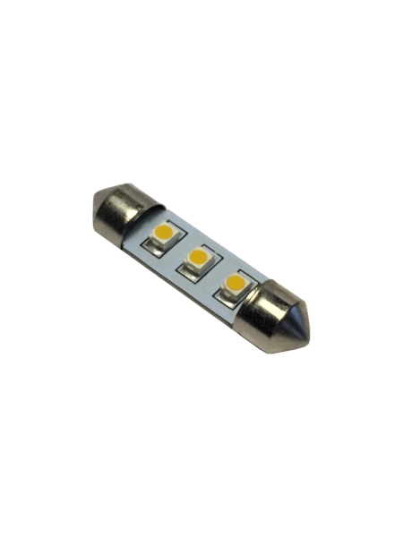 Светодиод Nord-Yada 12В T11x36-S8.5, 3SMD size 3528, C5W теплый белый 0.24В 16 мл, 2 шт 900304