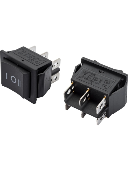 Клавиша Nord-Yada 250V 16А с нейтралью черная (6контакта) ON-OFF (2шт в упаковке)-ON 905453
