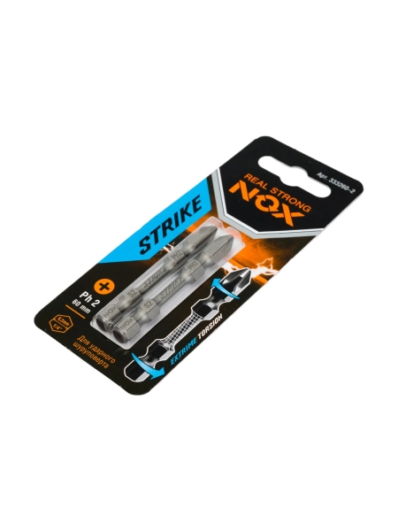 Бита impact STRIKE (2 шт; Рh2х60 мм; карта; E6.3) NOX 333260-2