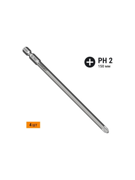 Бита COREBIT Ph2, 150 мм, E6.3, 4 шт, упаковка ПВХ NOX 335150-4