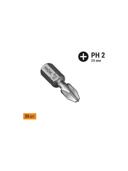 Бита торсионная STRONG (25 шт; PH2х25 мм; бокс; C6.3) NOX 336225