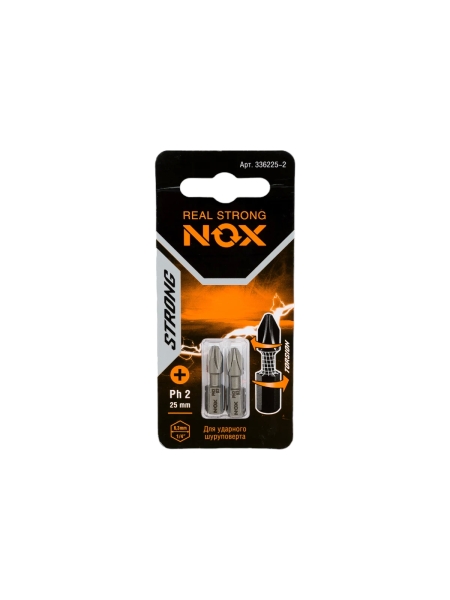 Бита торсионная STRONG (2 шт; PH2х25 мм; карта; C6.3) NOX 336225-2