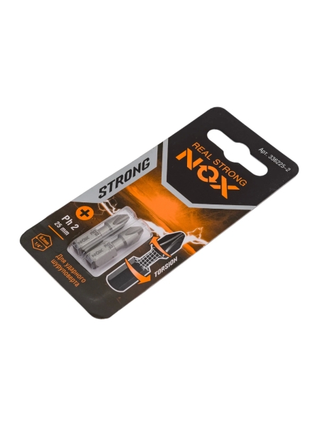 Бита торсионная STRONG (2 шт; PH2х25 мм; карта; C6.3) NOX 336225-2