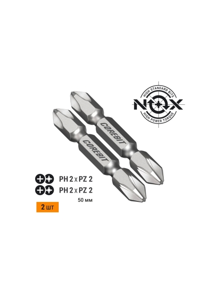 Набор бит двухсторонних (2 шт; Ph2xPz2х50 мм; карта) NOX 336003