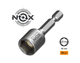 Ключ-насадка магнитная NUT SETTER 12x48 мм, 20 шт, упаковка ПВХ NOX 551220