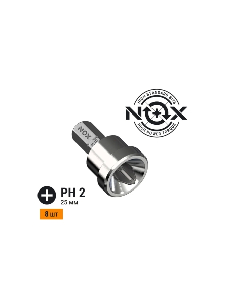 Бита с ограничителем глубины LIMITER (8 шт; Рh2х25 мм; бокс; С6.3) NOX 340225