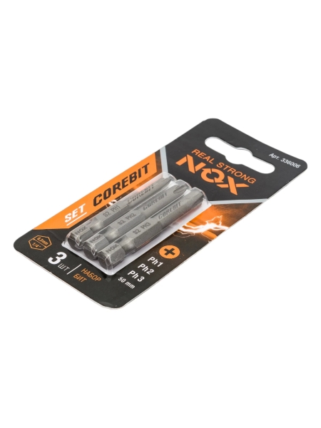 Набор бит (3 шт; Ph 1, 2, 3; 50 мм; карта; E6.3) NOX 336006