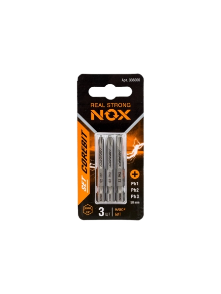 Набор бит (3 шт; Ph 1, 2, 3; 50 мм; карта; E6.3) NOX 336006