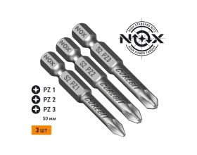 Набор бит (3 шт; Pz 1, 2, 3; 50 мм; карта; E6.3) NOX 336007