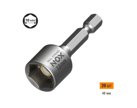 Ключ-насадка магнитная NUT SETTER 13x48 мм, 20 шт, упаковка ПВХ NOX 551320