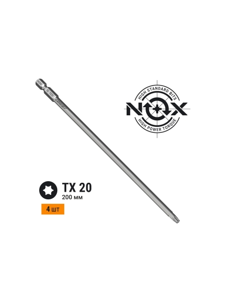 Бита NOX COREBIT Tx20-200 E6.3, 4 шт ПВХ 332220-4