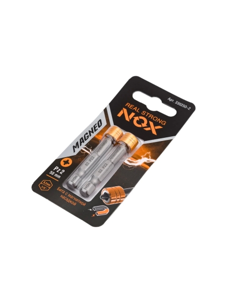 Бита с магнитной насадкой MAGNEO (2 шт; Pz2х50 мм; карта; Е6.3) NOX 330250-2