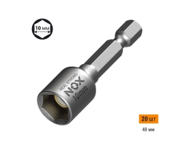 Ключ-насадка магнитная NUT SETTER (20 шт; 10x48 мм; упаковка ПВХ) NOX 551020