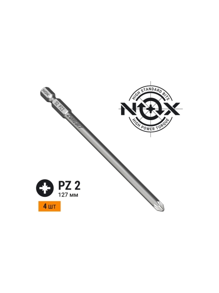 Бита COREBIT (4 шт; PZ2х127 мм; упаковка ПВХ; E6.3) NOX 330127-4