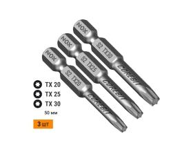 Набор бит (3 шт; Tx20, 25, 30; 50 мм; карта; E6.3) NOX 336009