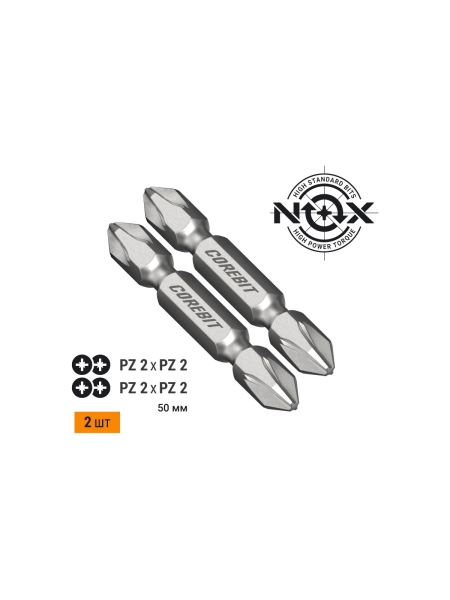 Набор бит двухсторонних (2 шт; Pz2xPz2х50 мм; карта) NOX 336002