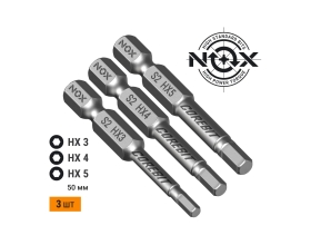 Набор бит (3 шт; Hex 3, 4, 5; 50 мм; карта; E6.3) NOX 336010