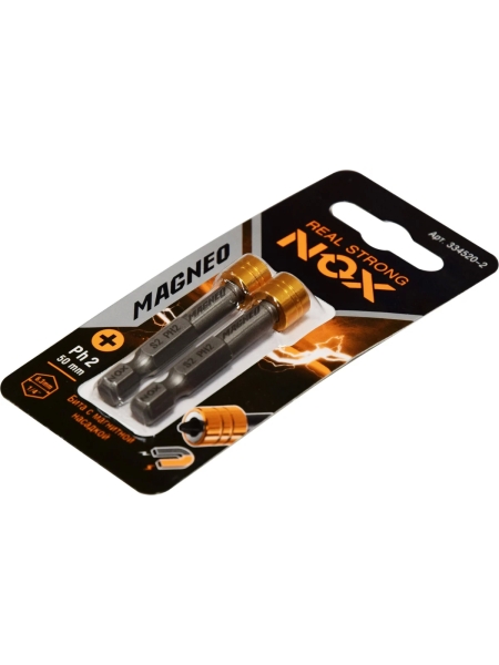 Бита с магнитной насадкой MAGNEO (2 шт; Ph2х50 мм; E6.3; карта) NOX 334520-2