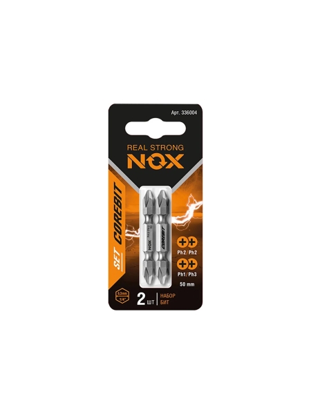 Набор бит двухсторонних (2 шт; Ph2xPh2, Ph1xPh3; 50 мм; карта) NOX 336004