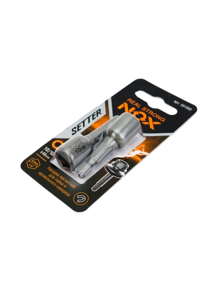 Ключ-насадка магнитная NUT SETTER 10x48 мм, 2 шт, карта NOX 551002