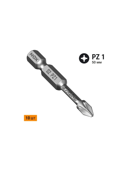 Бита TORSION STRONG PZ1, 50 мм, 10 шт, бокс, E6.3 NOX 337150