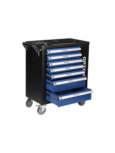 Тележка инструментальная Optimus 7 полок с набором инструментов 289 пр, пластиковая столешница OPT-917P